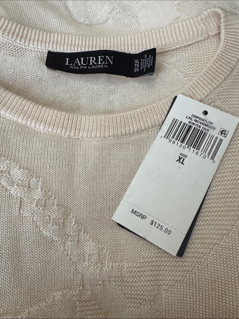 Women Ralph Lauren Cream Belting Equestrian Short Sleeve Summer sweater top XL - Picture 7 of 8